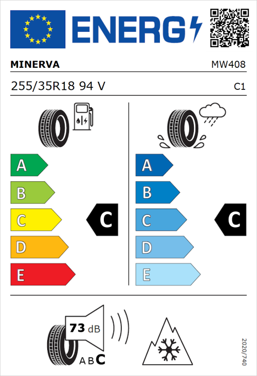 Tyre Label for Minerva Frostrack HP 255/35R18 94V