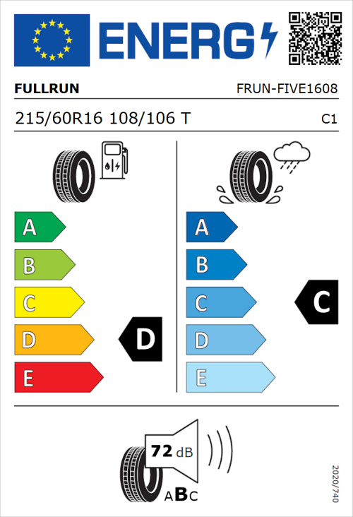 Tyre Label for Fullrun Frun-Five 215/60R16 108/106T