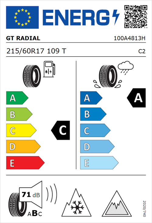 Tyre Label for GT Radial Maxmiler Allseason2 215/60R17 109T