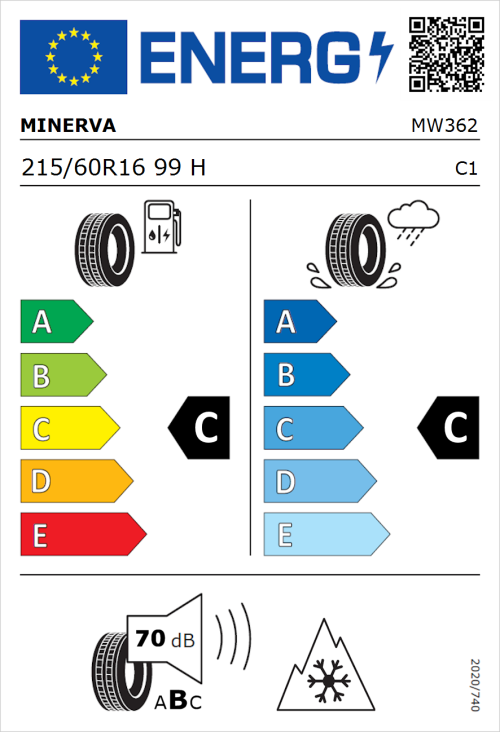 Tyre Label for Minerva Frostrack HP 215/60R16 99H
