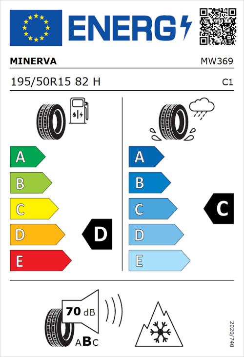 Tyre Label for Minerva Frostrack HP 195/50R15 82H