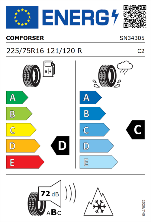 Tyre Label for Comforser CF300 225/75R16 121/120R